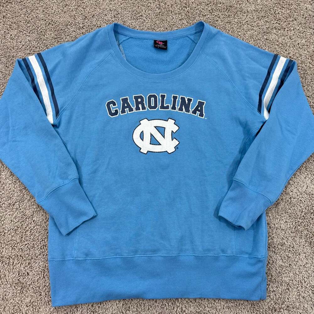 UNC Tar Heels Carolina Crewneck Sweatshirt Womens XL Sequin Logo Blue EUC
